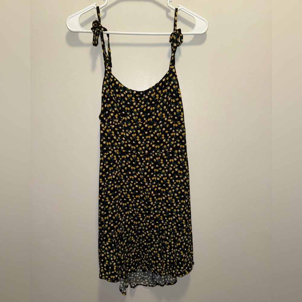 Wild Fable Black Dress with Yellow Lemon Print